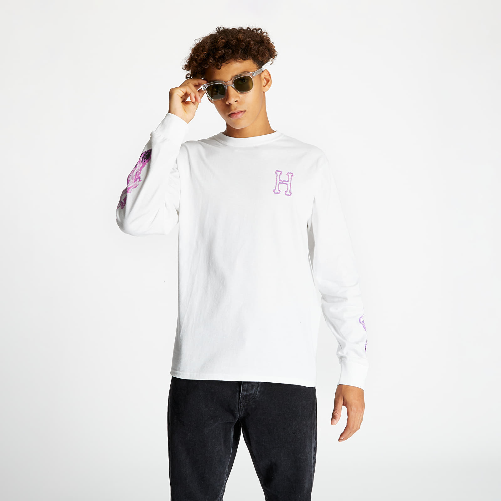 Magliette HUF Screwed Head Classic Lognsleeve Tee White