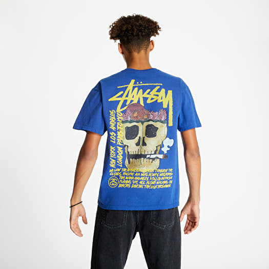 Stüssy Smokin' Skull Pig. Dyed Tee Dark Blue | Footshop