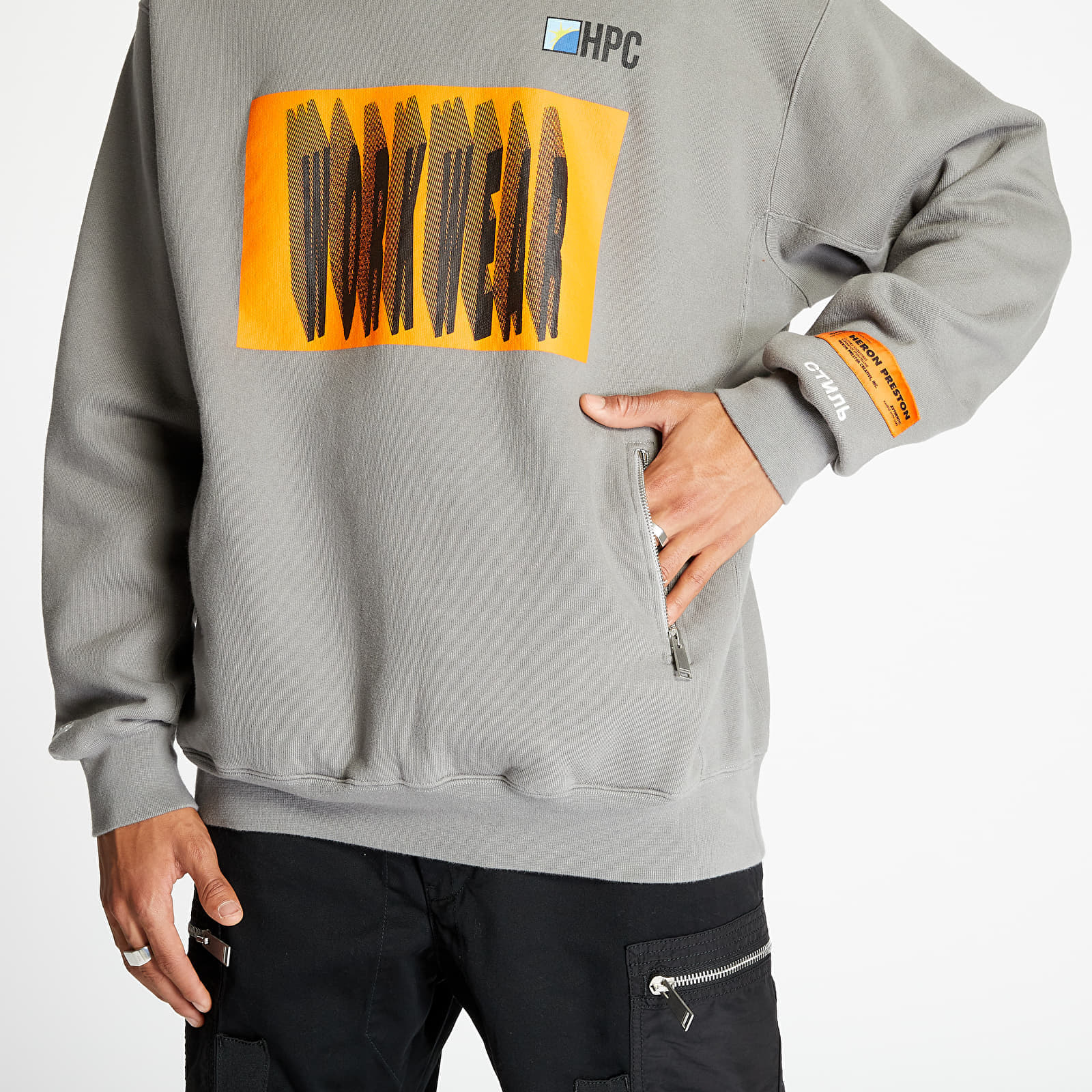 Hoodies and sweatshirts  HERON PRESTON Workwear Rib Hoodie Grey/ Orange