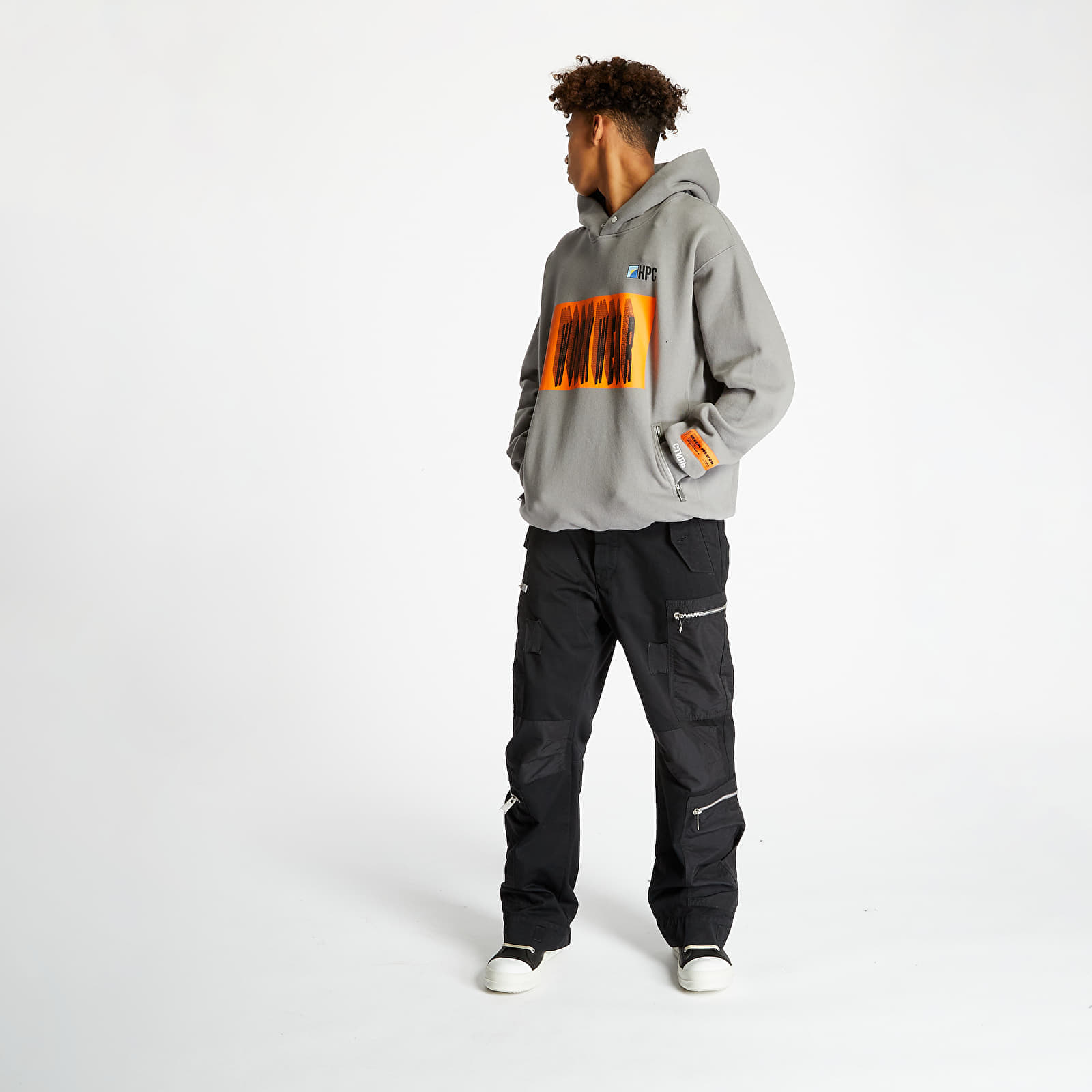 Hoodies and sweatshirts  HERON PRESTON Workwear Rib Hoodie Grey/ Orange