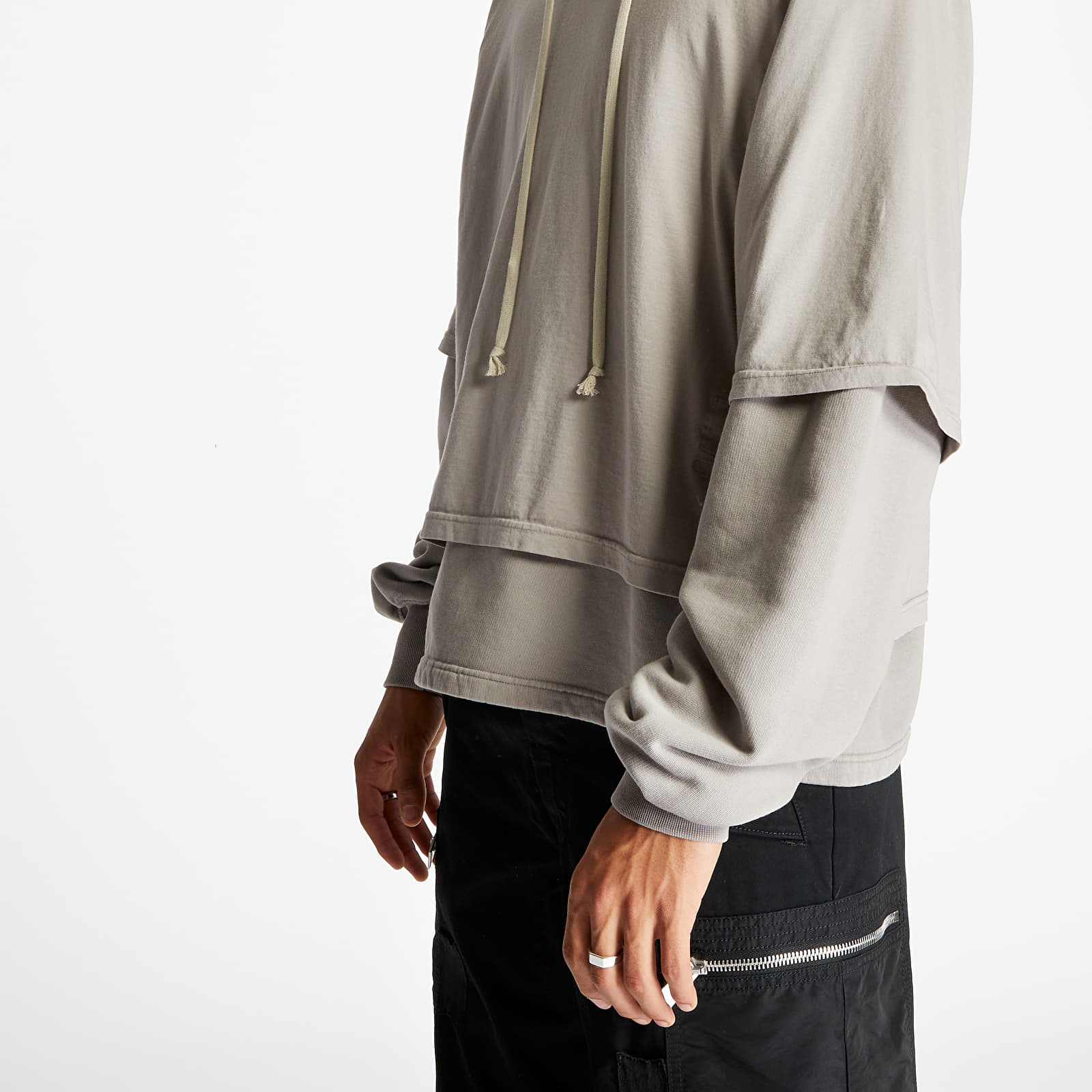 Bluzy Rick Owens DRKSHDW Cropped Hustler Hoodie Putty
