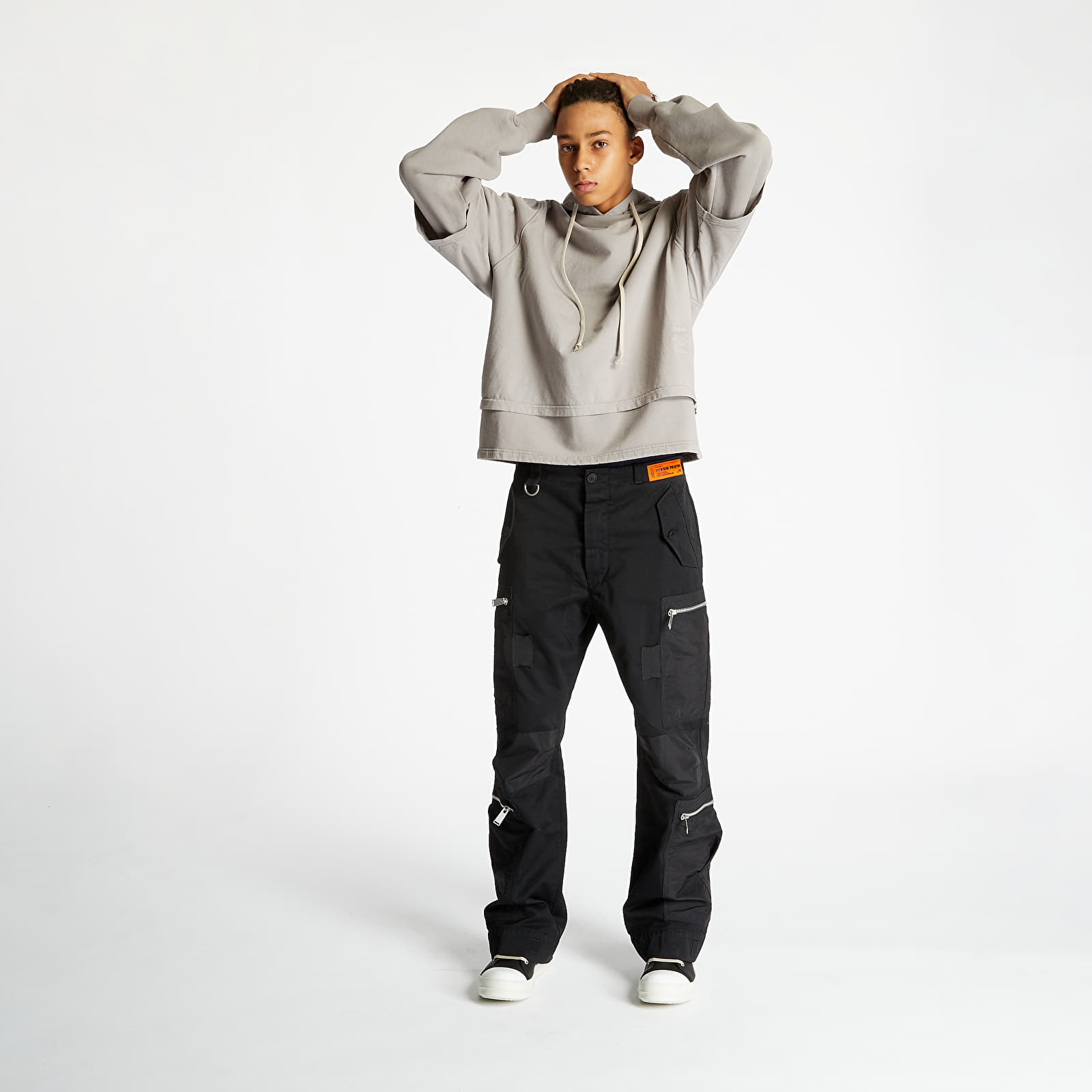 Bluzy Rick Owens DRKSHDW Cropped Hustler Hoodie Putty