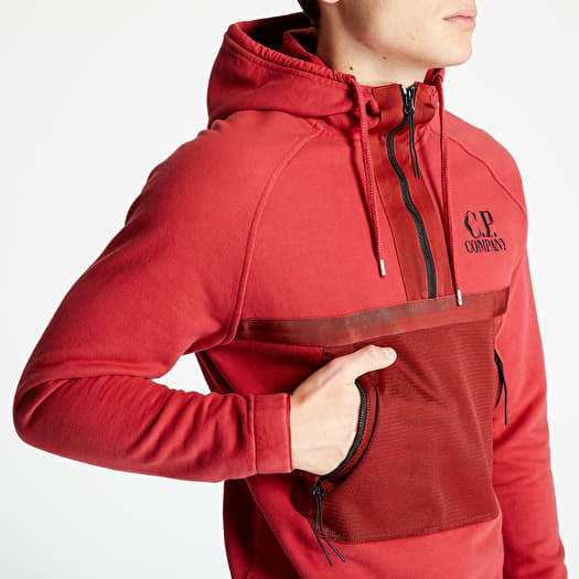 C.P. Company Diagonal Fleece Hoodie Red Footshop