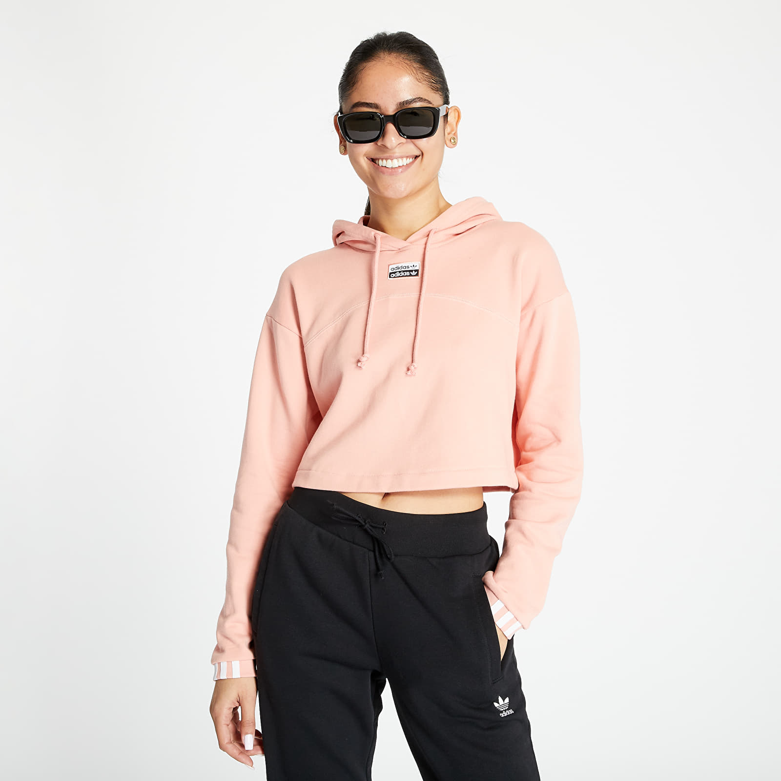 Mikiny adidas Cropped Hoodie Trace Pink