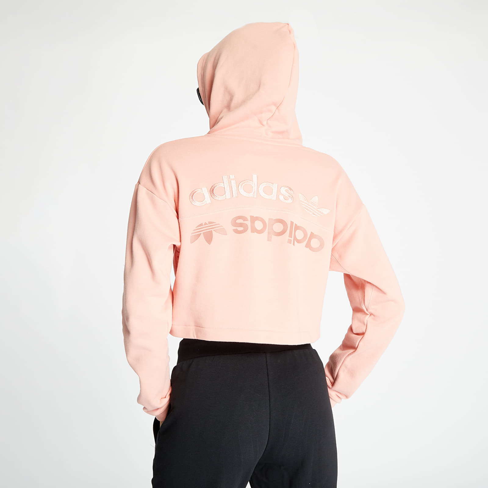Mikiny adidas Cropped Hoodie Trace Pink