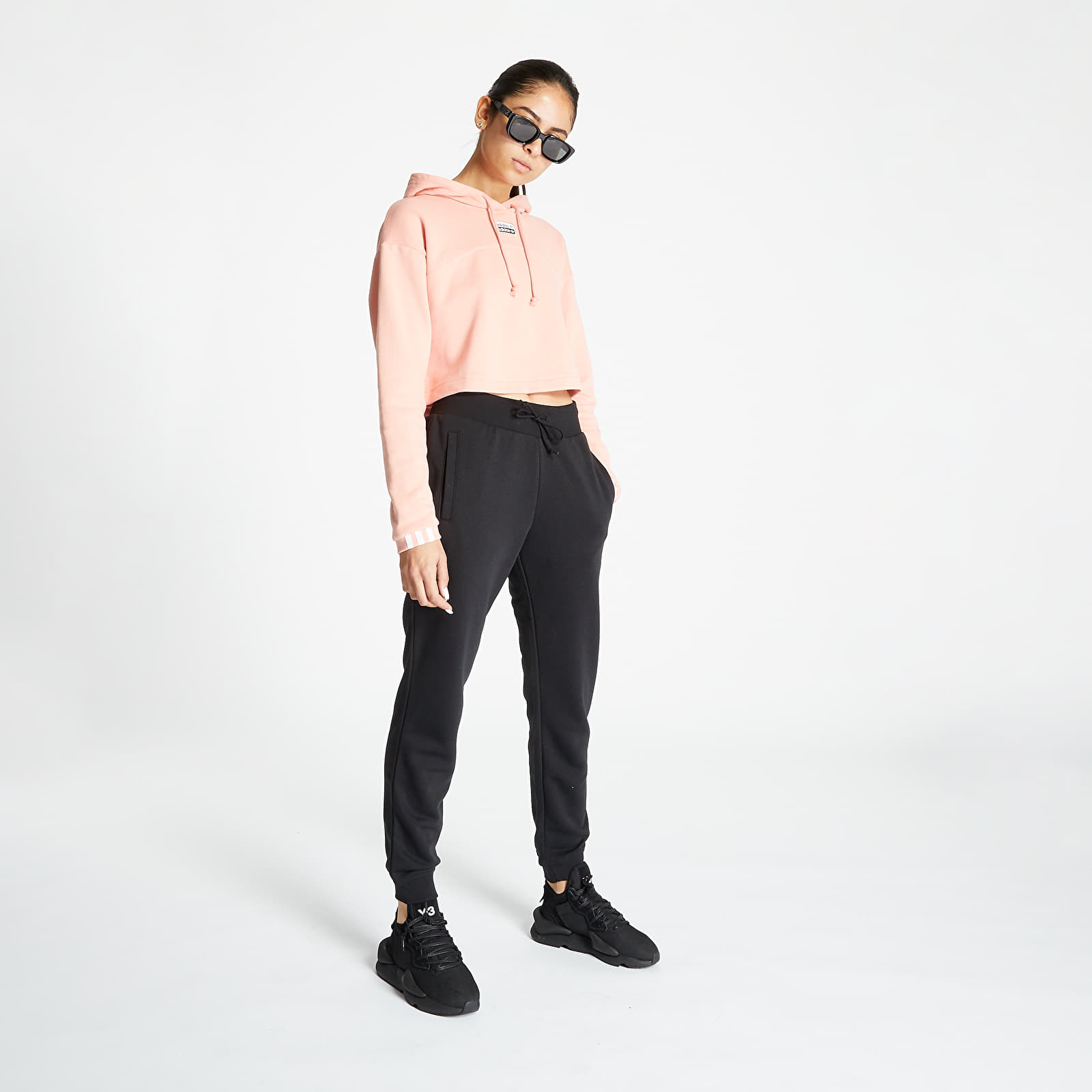 Mikiny adidas Cropped Hoodie Trace Pink