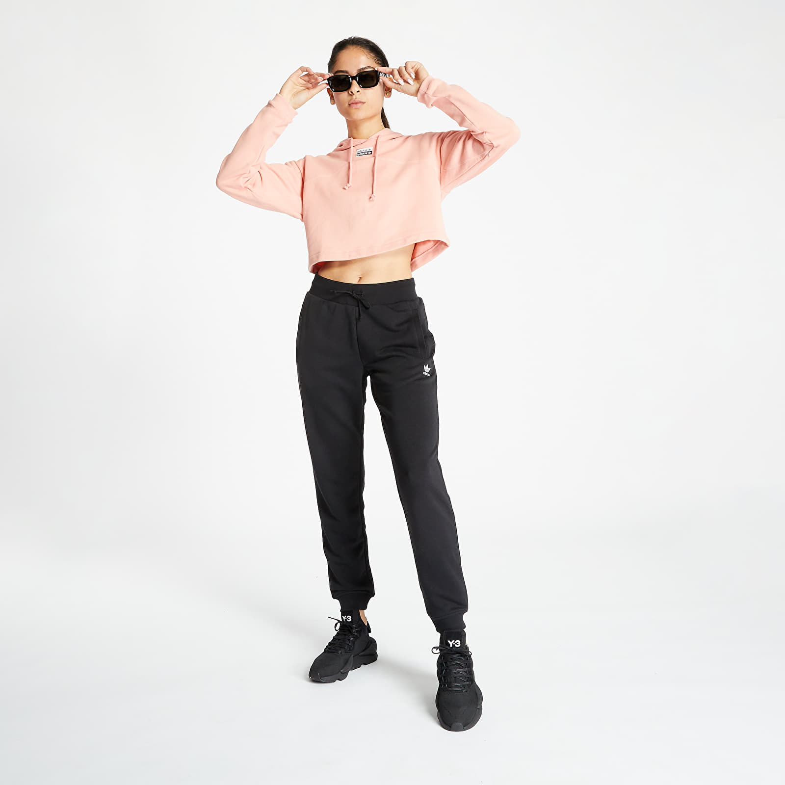 Mikiny adidas Cropped Hoodie Trace Pink