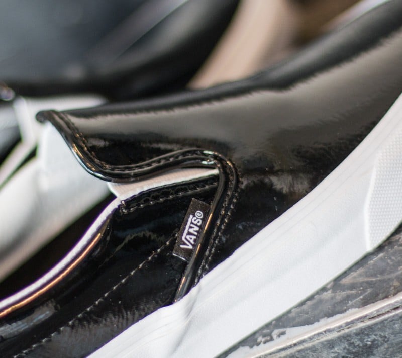 Black patent leather vans top