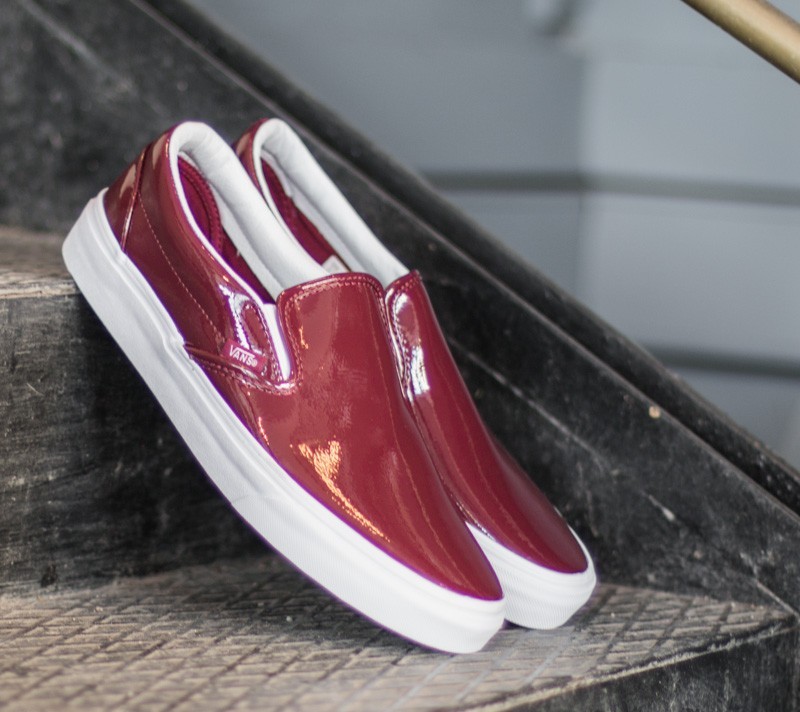 Maroon vans clearance womens slip ons
