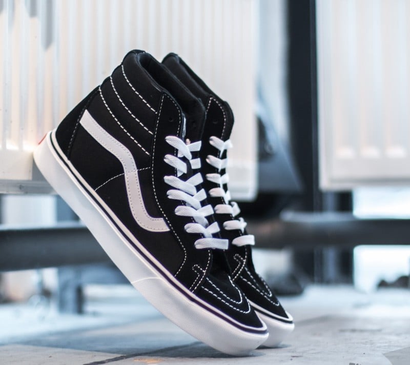 Vans Sk8 Hi Lite Suede Canvas Black White