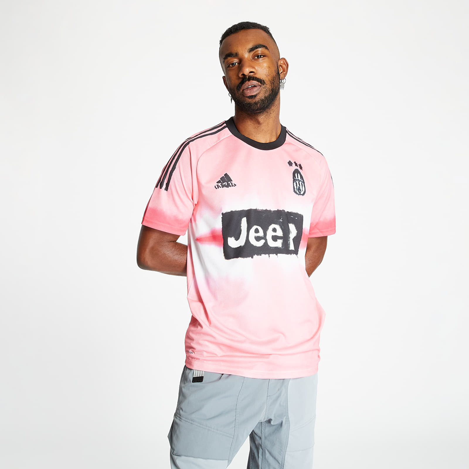 Pólók adidas Juventus Human Race Jersey Glow Pink/ Black
