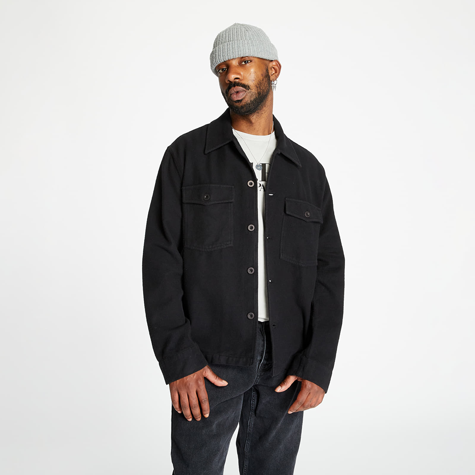 Kabáty Our Legacy Evening Coach Jacket Black Brushed Cotton