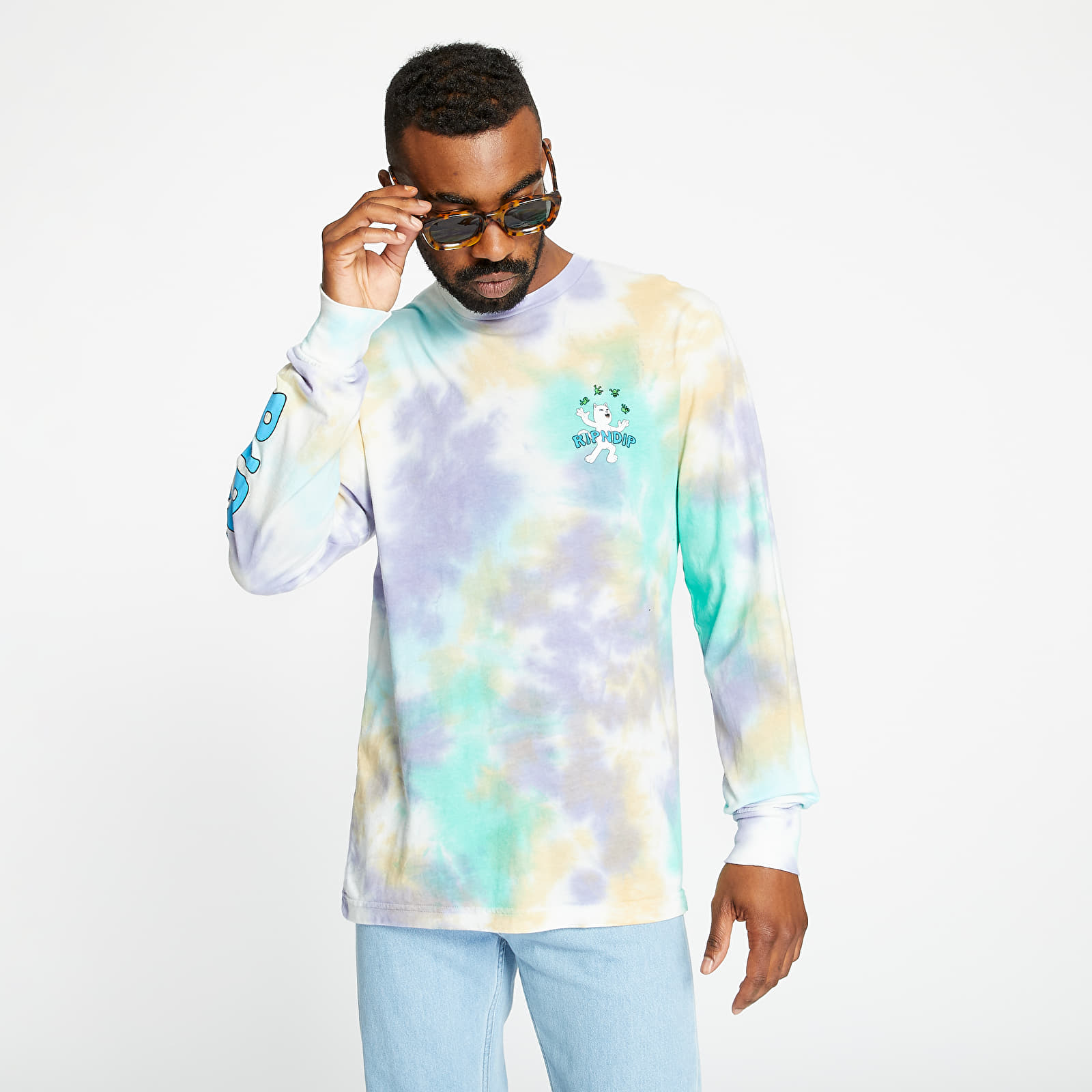 T-shirts RIPNDIP Lucky Charms Long Sleeve Tee Multi Tie Dye Wash
