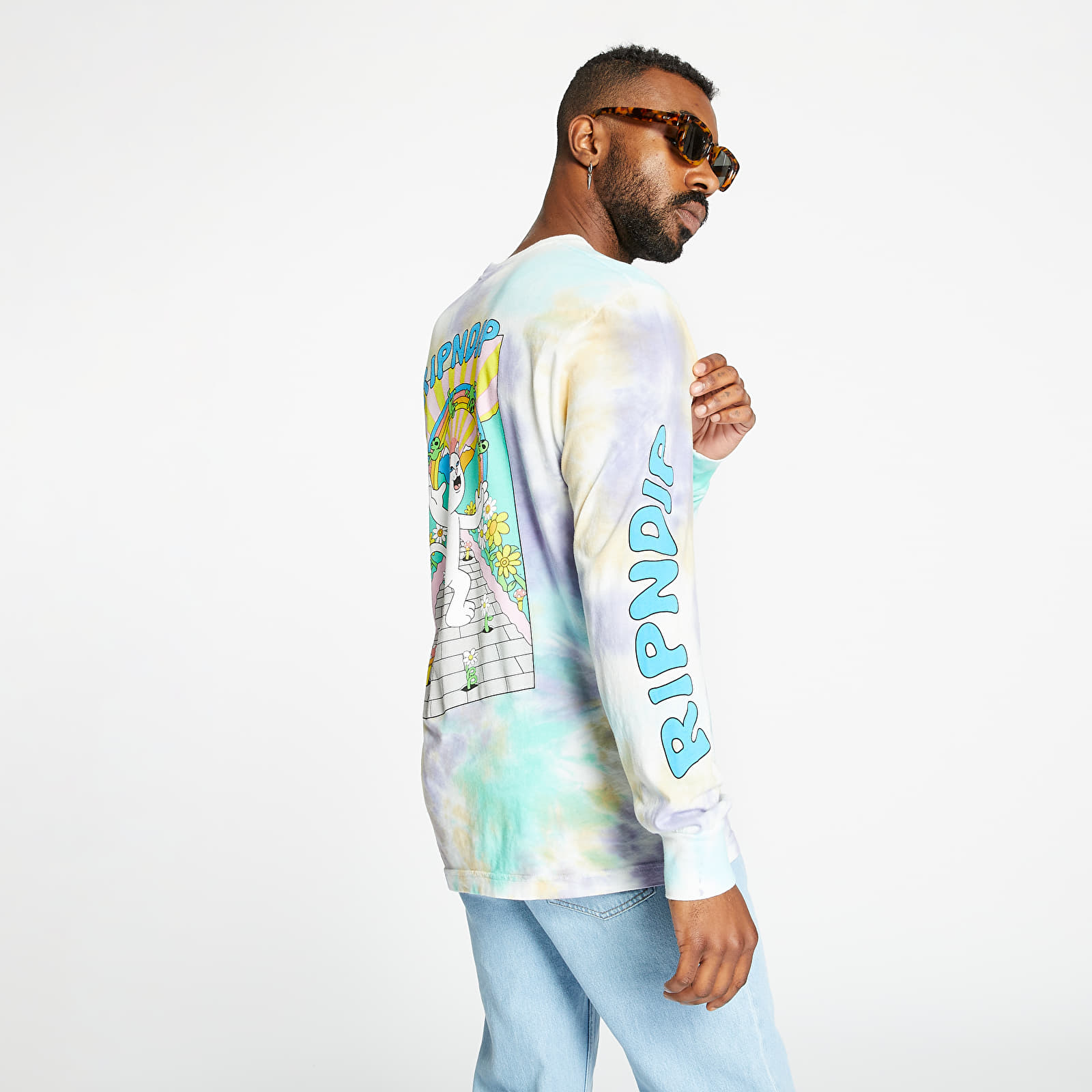 T-shirts RIPNDIP Lucky Charms Long Sleeve Tee Multi Tie Dye Wash
