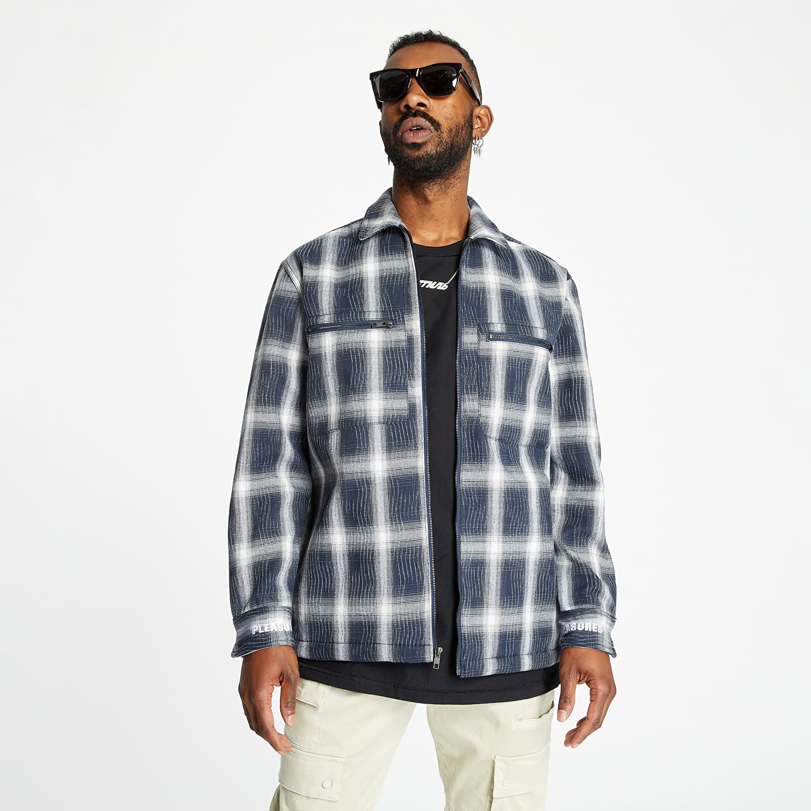 Jackets PLEASURES Sabbath Plaid Overshirt Blue