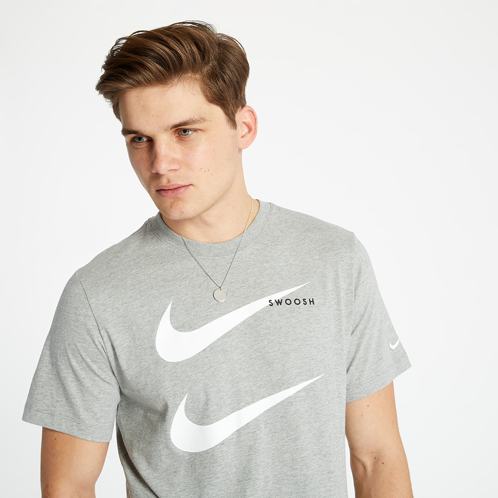 Tricouri Nike Sportswear Swoosh Tee Dk Grey Heather/ White