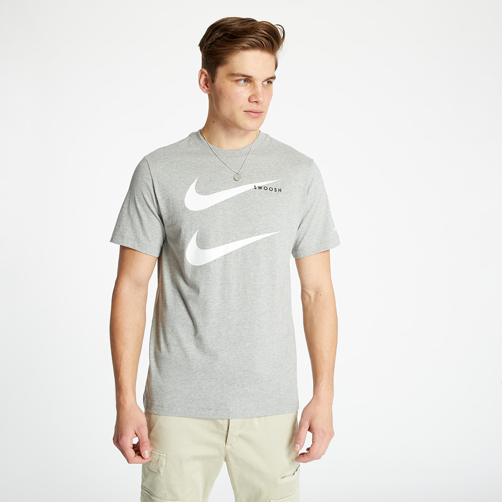 Tricouri Nike Sportswear Swoosh Tee Dk Grey Heather/ White