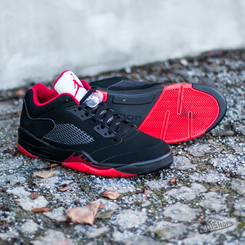Air Jordan 5 Retro Low Black&frasl; Gym Red- Black- Metallic Hematite