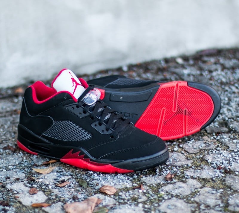 Herresko Air Jordan 5 Retro Low Black/ Gym Red- Black- Metallic Hematite