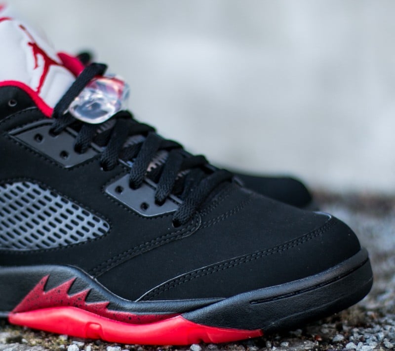 Herresko Air Jordan 5 Retro Low Black/ Gym Red- Black- Metallic Hematite