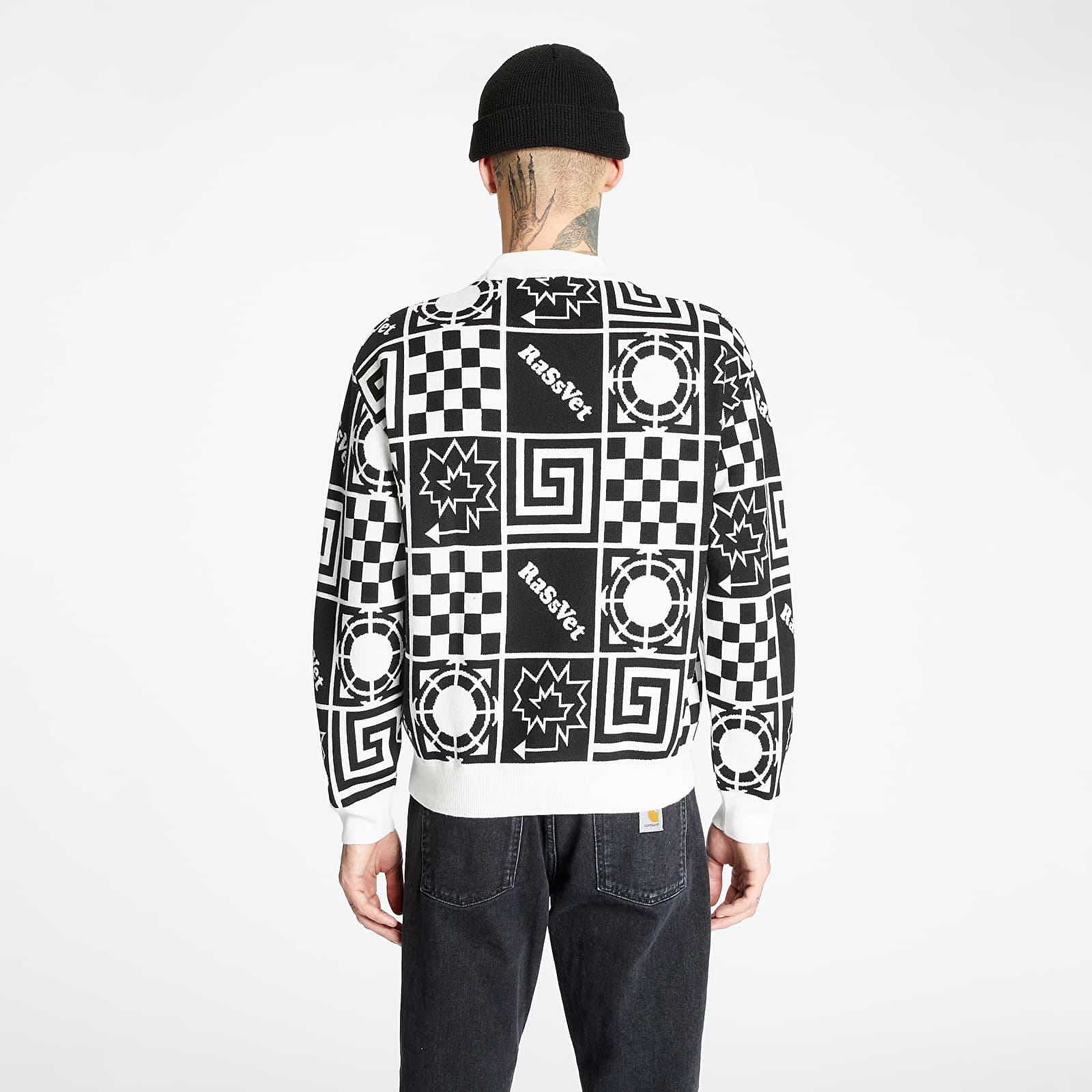 Black and white checkered sweatshirt cheap