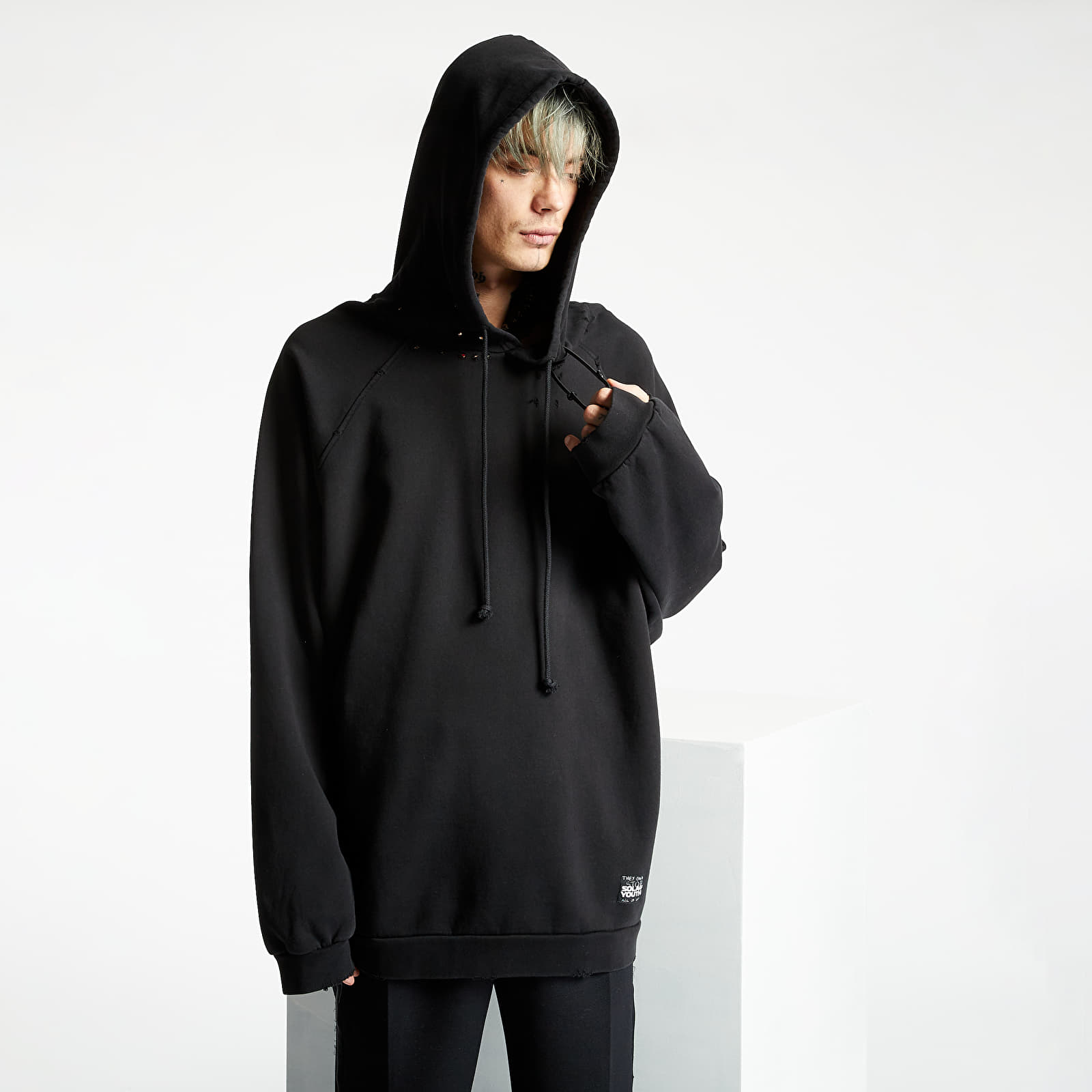 Hoodies and sweatshirts RAF SIMONS Destroyed Oversized Hoodie Black |  Footshop