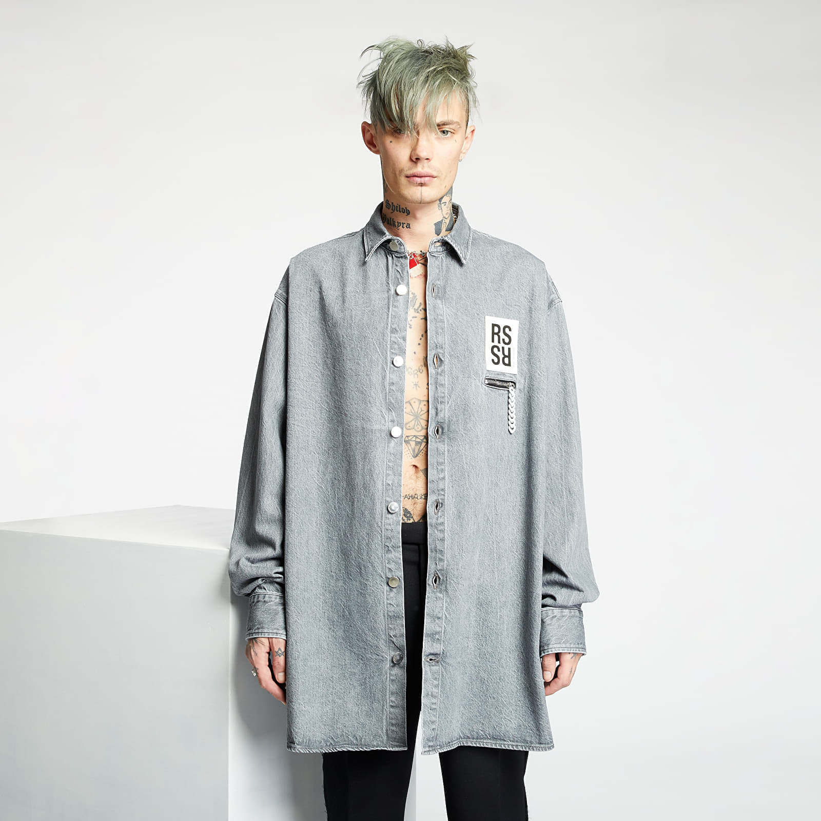 Shirts RAF SIMONS Big Fit Denim Shirt Grey Footshop