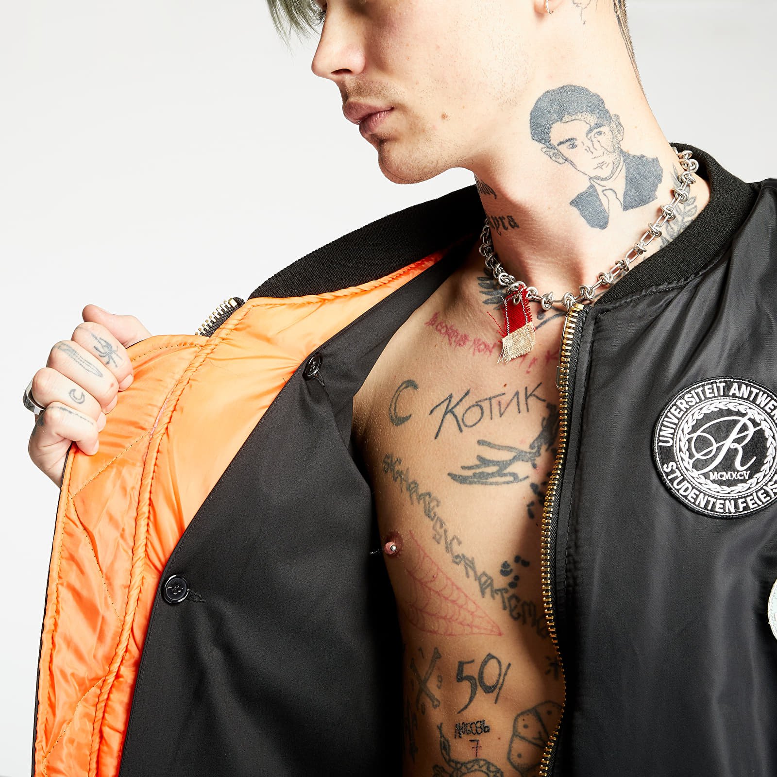 Jacken RAF SIMONS Bomber With Wool Elongation Black
