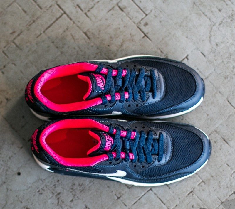 Damen Sneaker und Schuhe Nike Air Max 90 Mesh (GS) Obsidian/ Pure Platinum-Hyper Pink-White