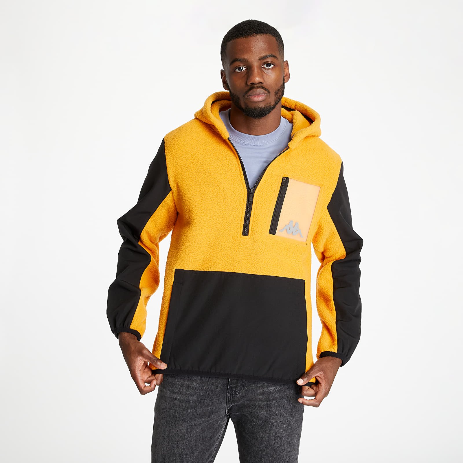 Black and yellow kappa hoodie hotsell