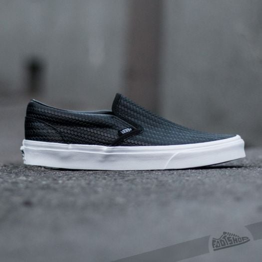 Vans classic embossed black weave slip on top
