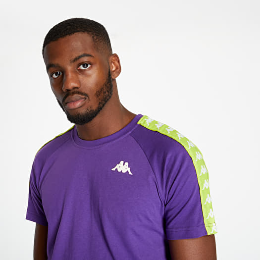 T shirts Kappa 222 Banda Coen Slim Tee Violet Indigo Lime Footshop