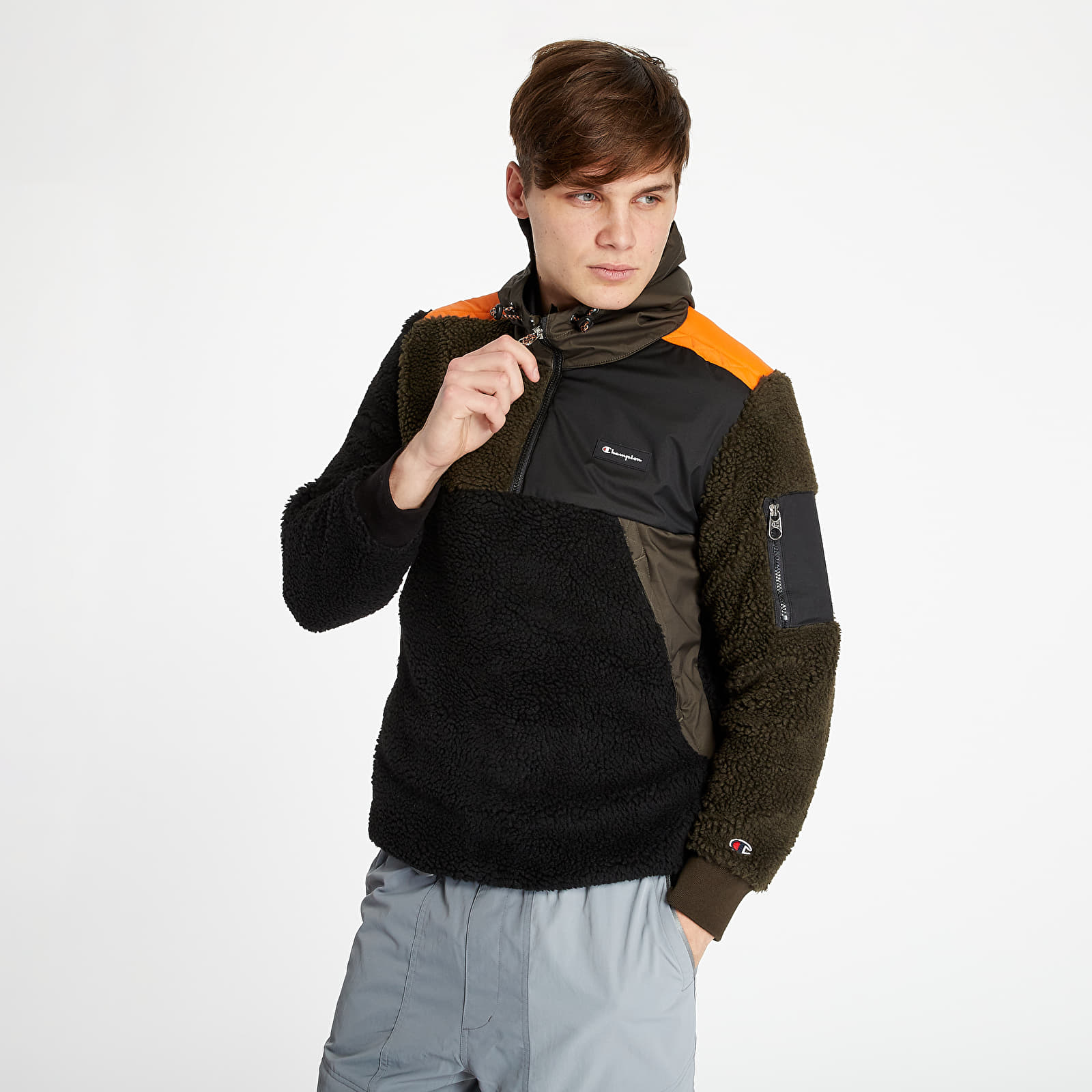 Jackets Champion Half zip Jacket Black Olive Orange Footshop