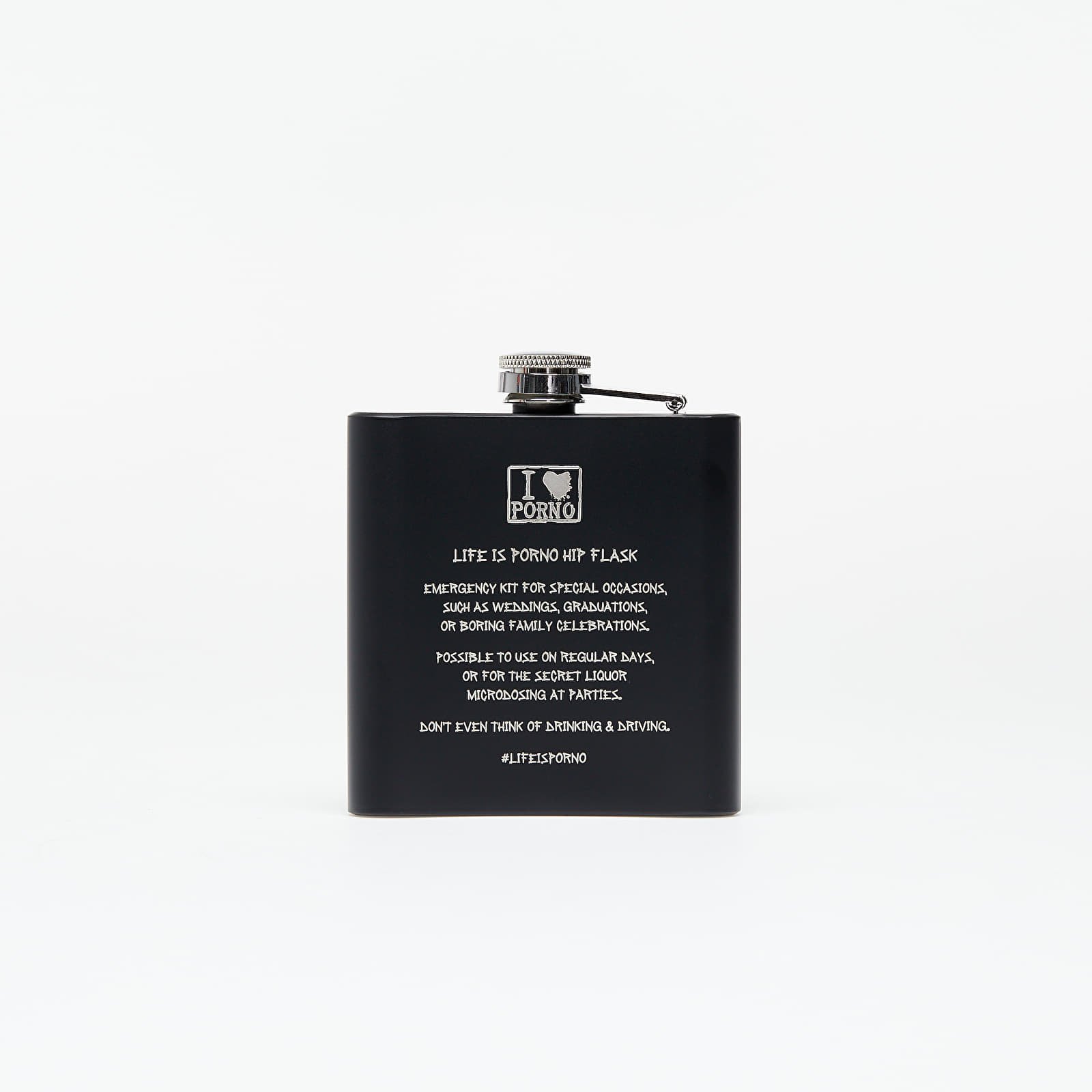 Inne LIFE IS PORNO Hip Flask Black