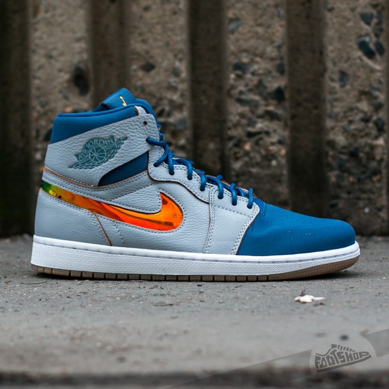 Grey blue and yellow jordans store