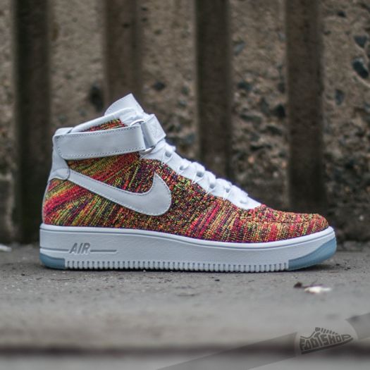 Nike Air Force 1 Ultra Flyknit Mid Volt White Bright Crimson Court Purple