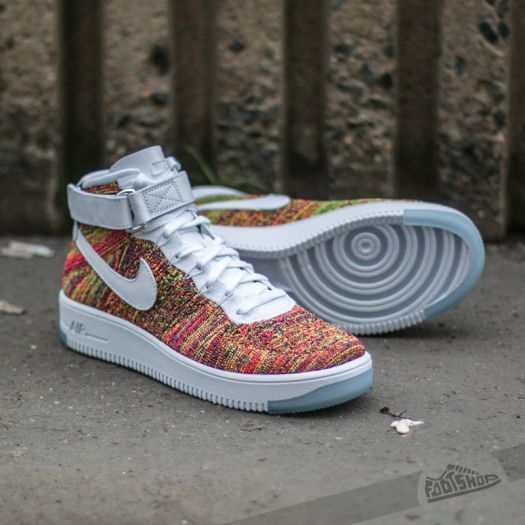 Nike Air Force 1 Ultra Flyknit Mid Volt White Bright Crimson Court Purple