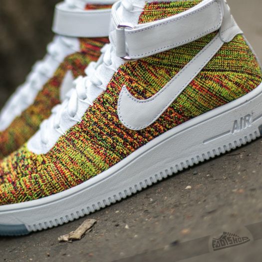 Nike Air Force 1 Ultra Flyknit Mid Volt White Bright Crimson Court Purple