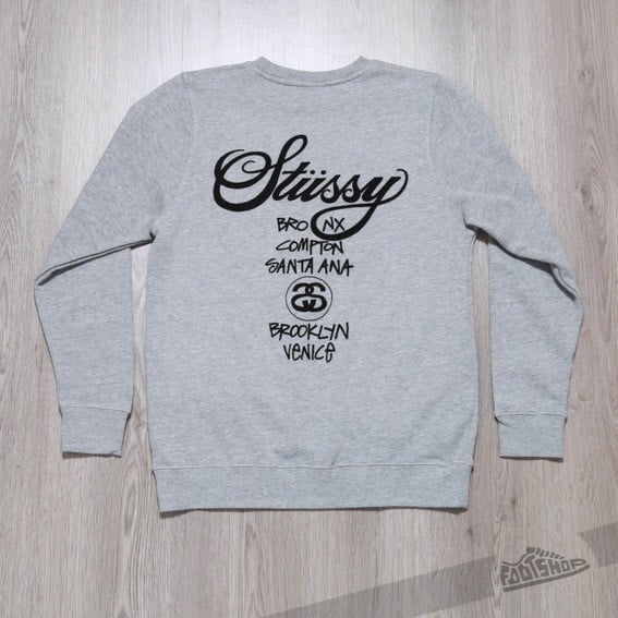 Hanorace Stüssy World Tour Crew Grey Heather