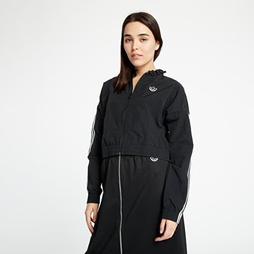 Adidas originals adicolor three stripe stadium jacket with hood in black discount
