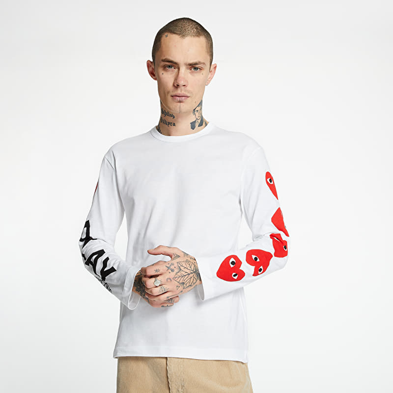 T-shirts Comme des Garcons PLAY Long Sleeve Tee White (AZT262