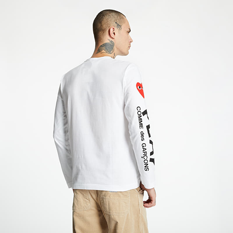 T-shirts Comme des Garcons PLAY Long Sleeve Tee White (AZT262