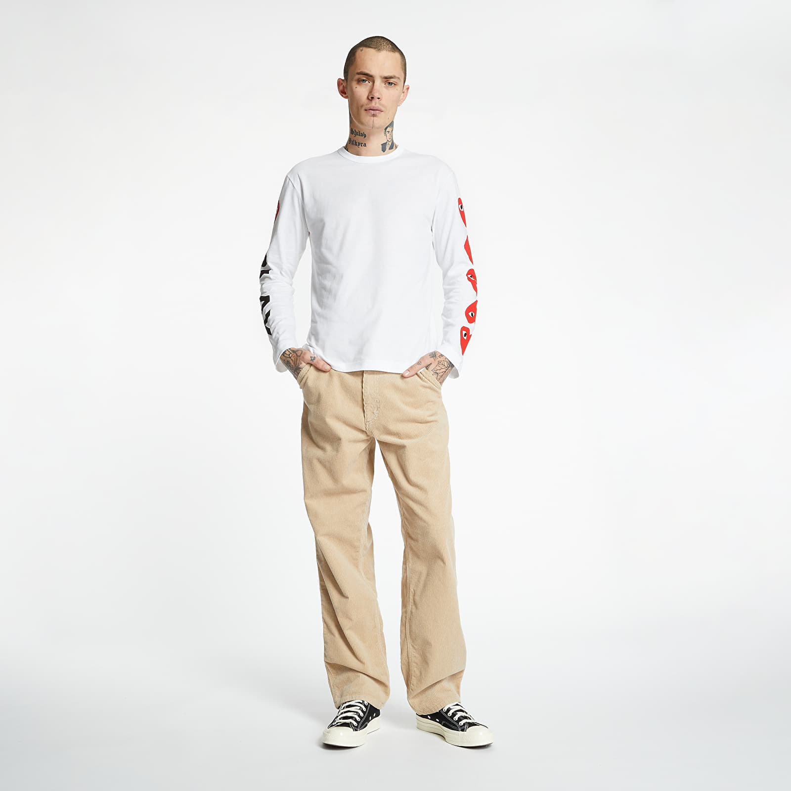Trička Comme des Garcons PLAY Long Sleeve Tee White