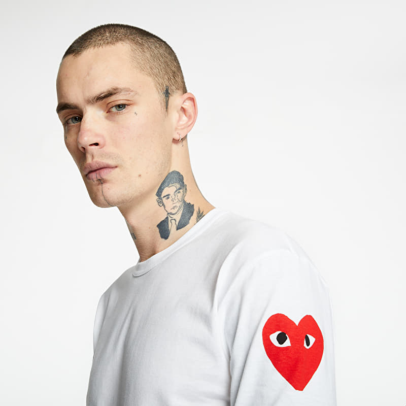 T-shirts Comme des Garcons PLAY Long Sleeve Tee White (AZT262