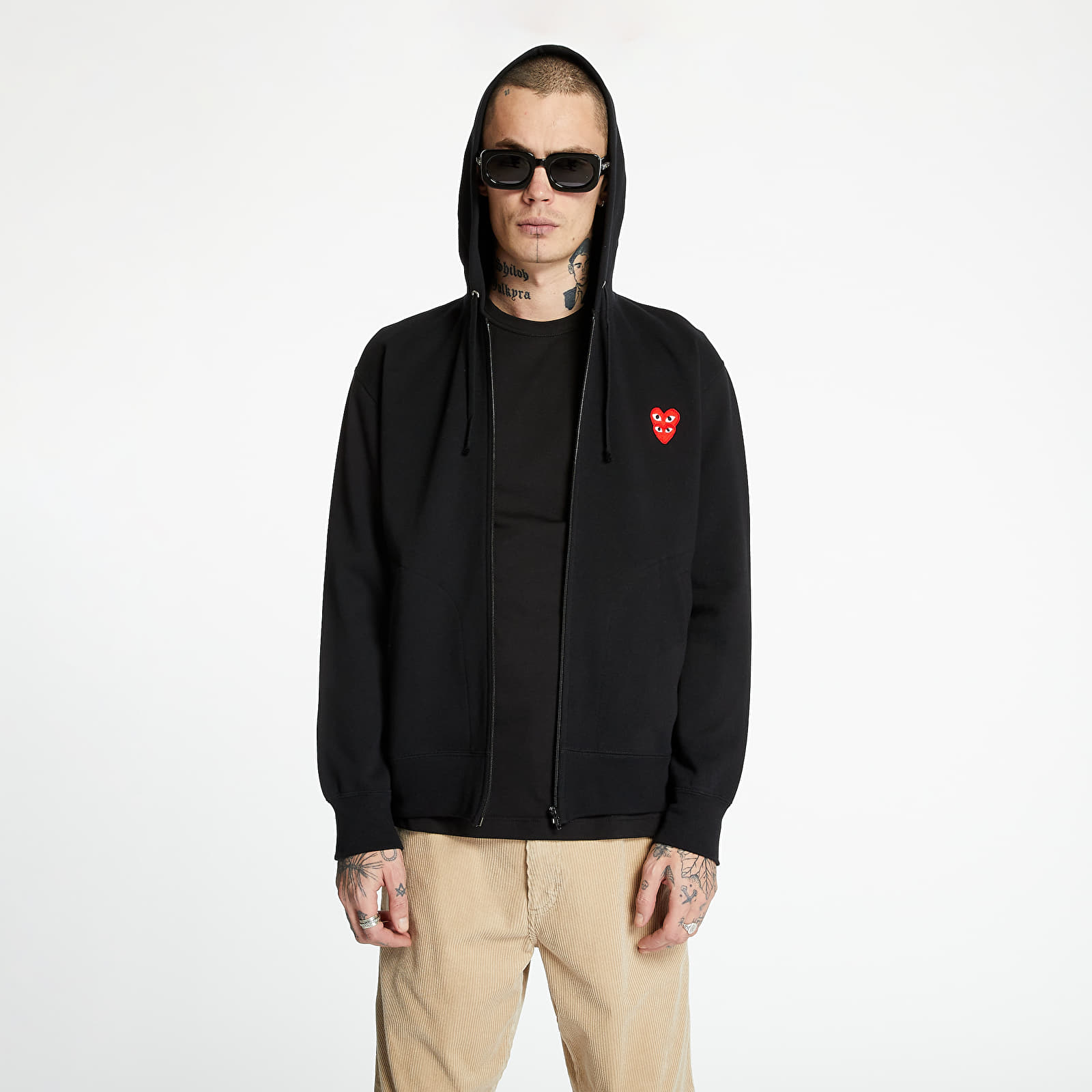 Mikiny Comme des Garcons PLAY Full Zip Hoodie Black