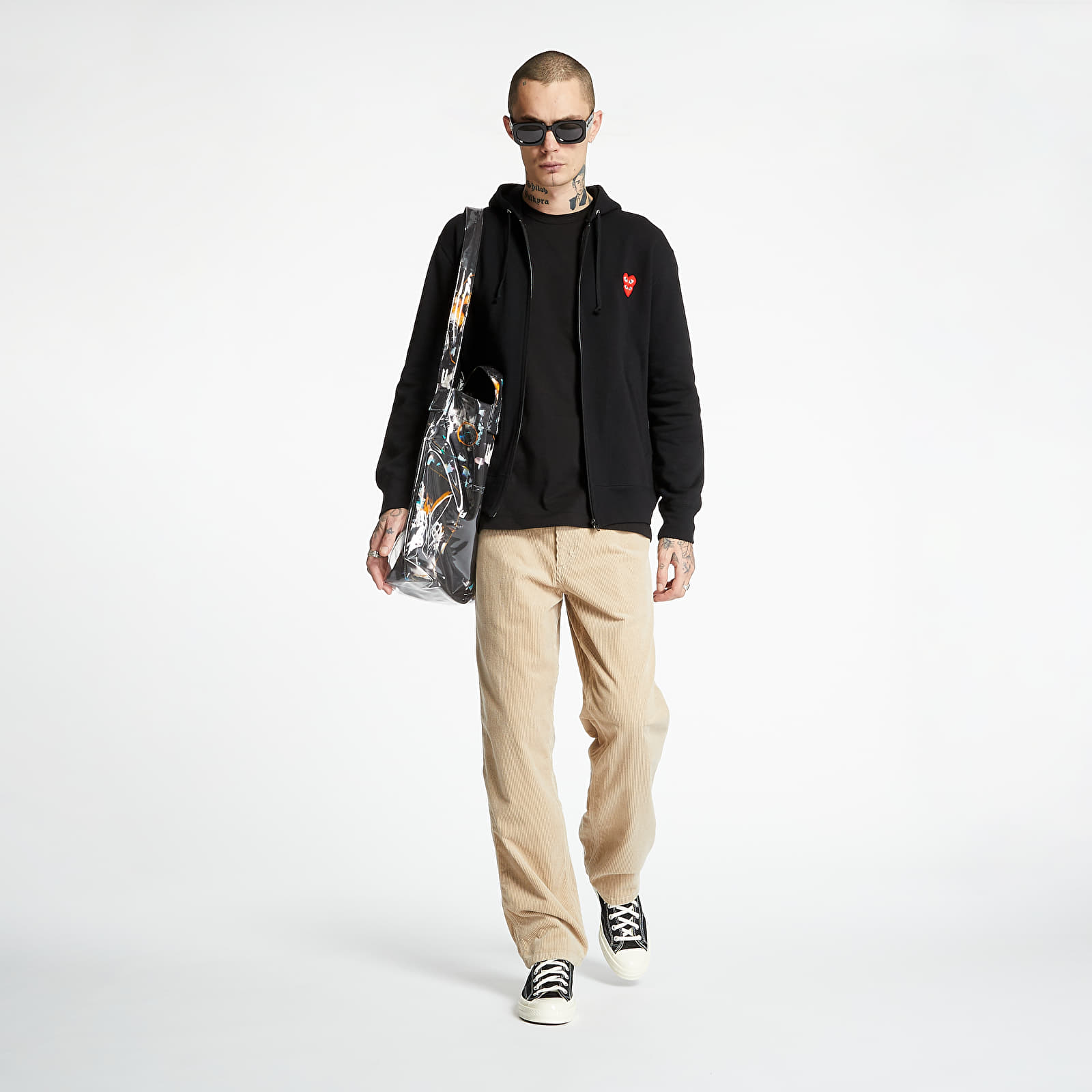 Mikiny Comme des Garcons PLAY Full Zip Hoodie Black