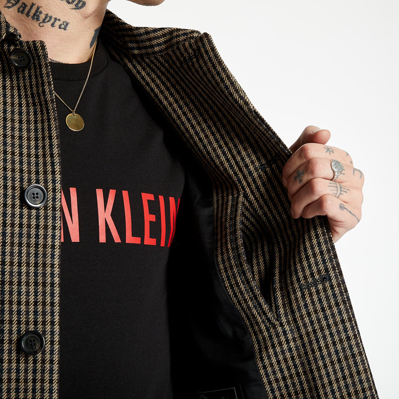Takit ja takit A.P.C. Flynn Checked Trench Coat Dark Beige/ Black