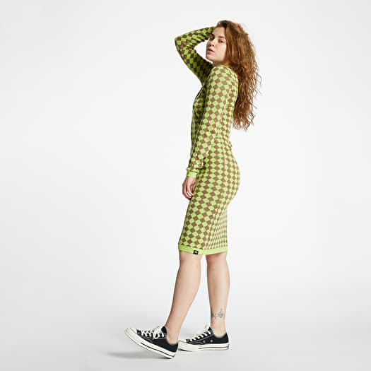 green emerald velvet dress Stussy Elson Rib Dress Basil