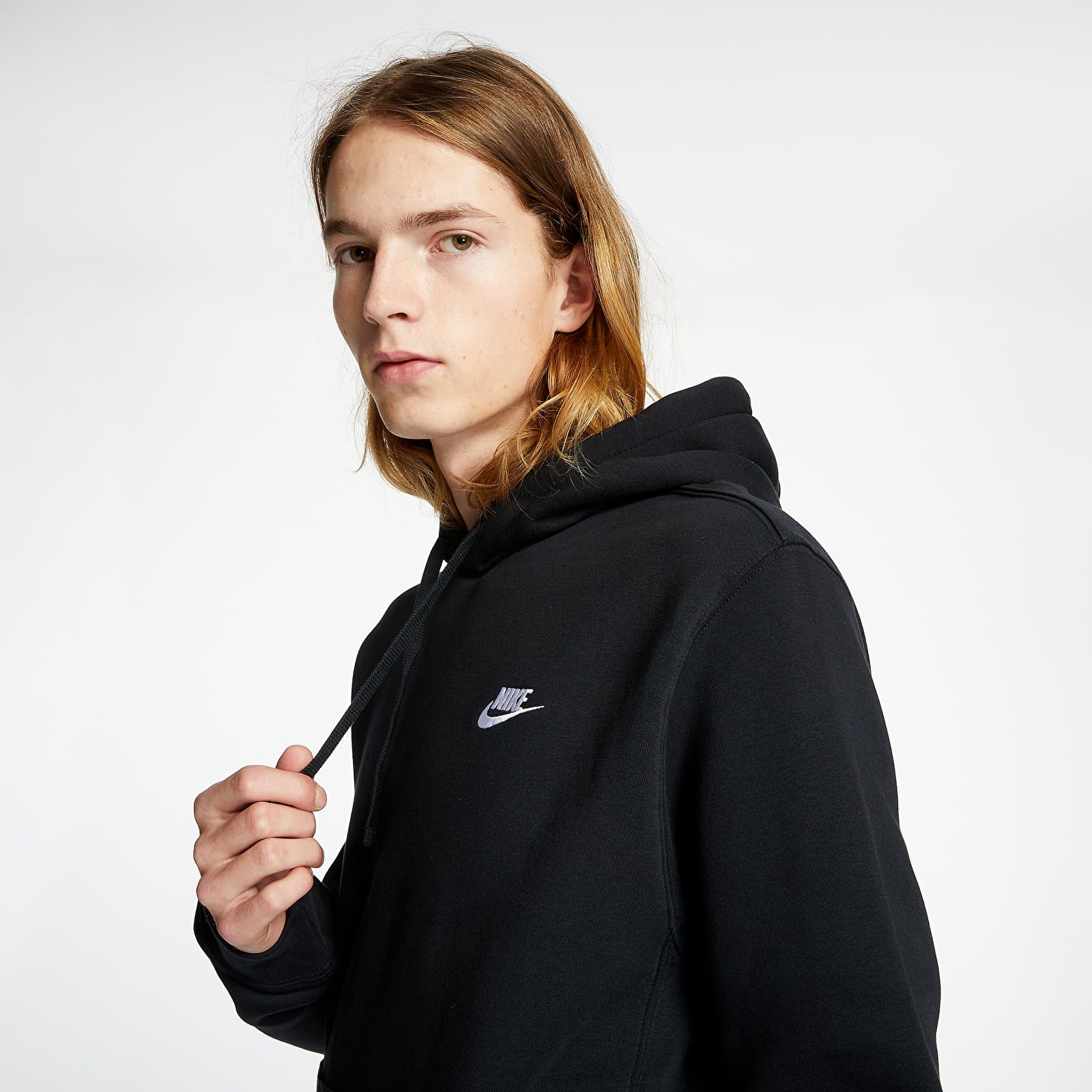 Mikiny a svetre Nike Sportswear Club Fleece Pullover Hoodie Black/ Black/ White