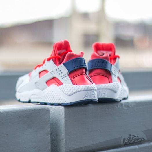 Wmns Nike Air Huarache Run Premium Platinum Bright Crimson Loyal Blue